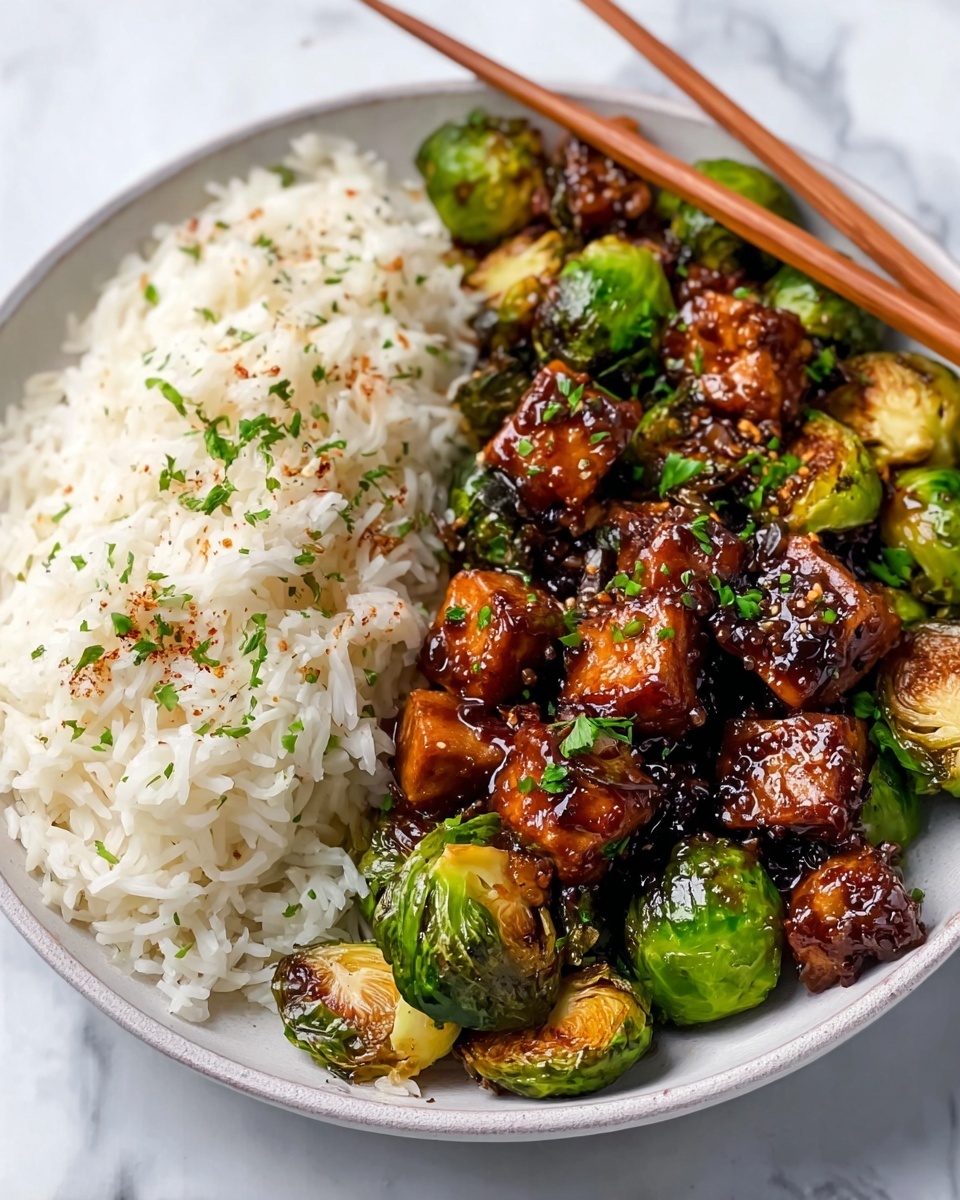 Best Air Fryer Sweet Chili Chicken and Brussels Sprouts Recipe - Recipe Image