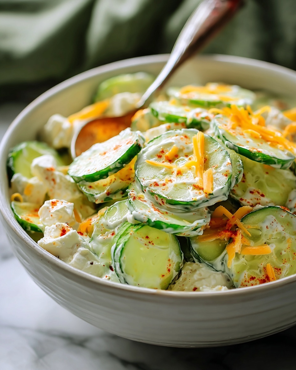 Cucumber Snack with Cheese and Savory Toppings Recipe - Recipe Image