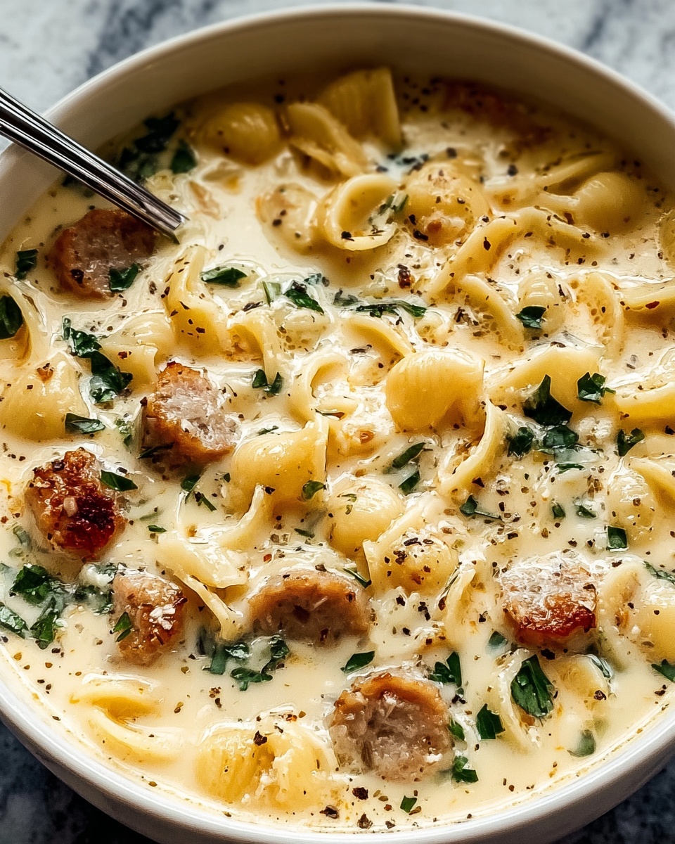 Creamy Parmesan Italian Sausage Ditalini Soup Recipe - Recipe Image