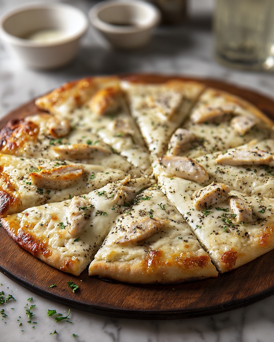 Roasted Garlic, Chicken & Herb White Pizza Recipe - Recipe Image