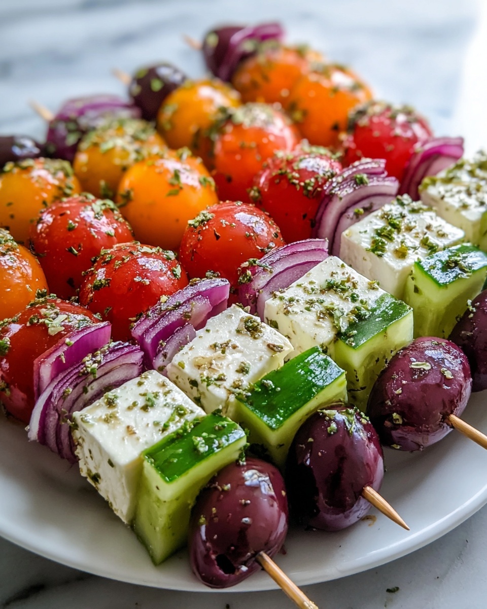 Greek Salad Skewers: A Fresh, Flavorful Bite-Sized Treat Recipe - Recipe Image