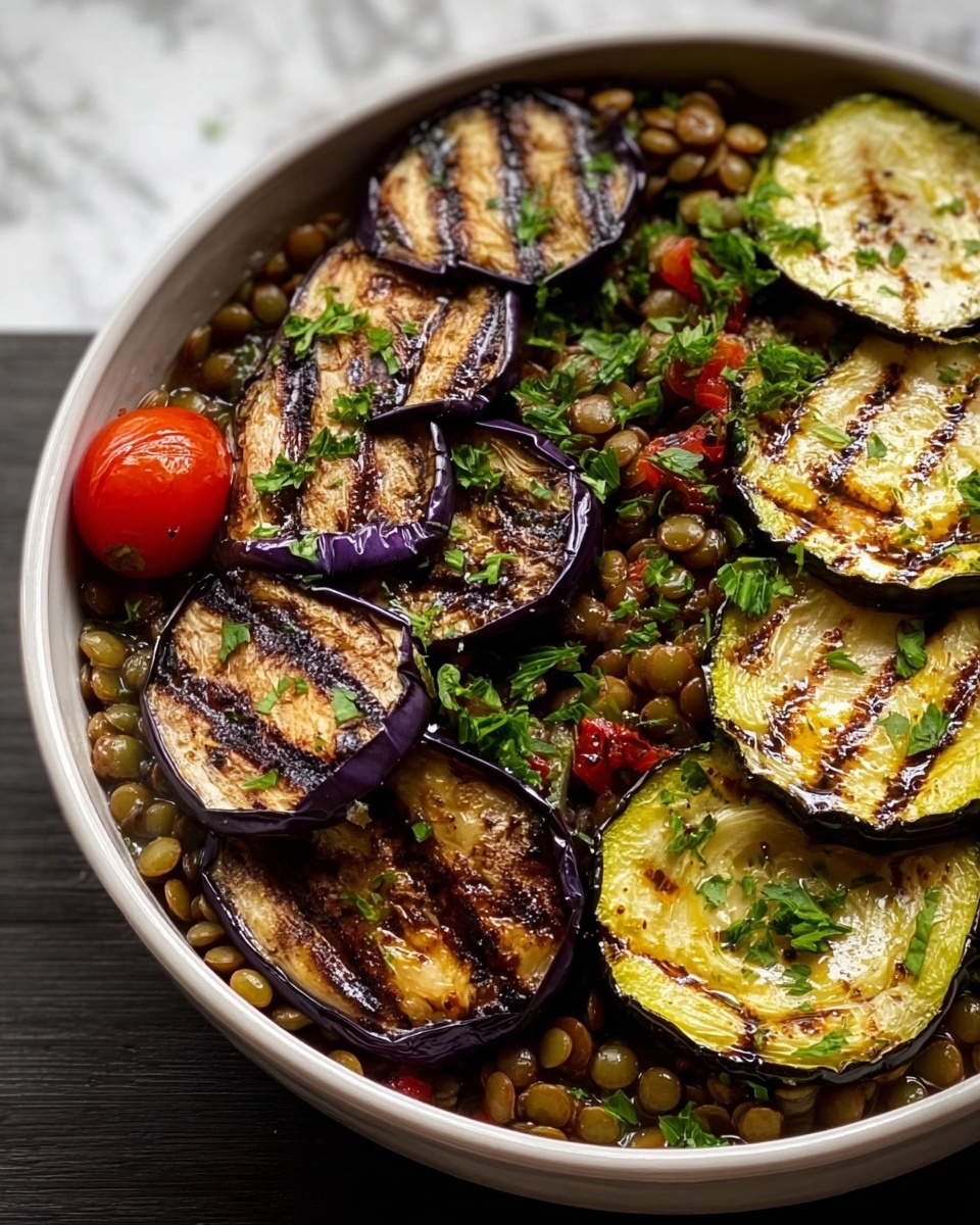 Mediterranean Lentil and Grilled Eggplant Bowl Recipe - Recipe Image