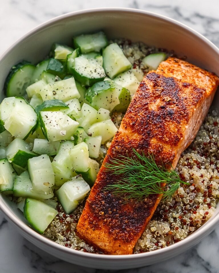 Spiced Salmon Bowl with Quinoa and Cucumber-Dill Salad Recipe