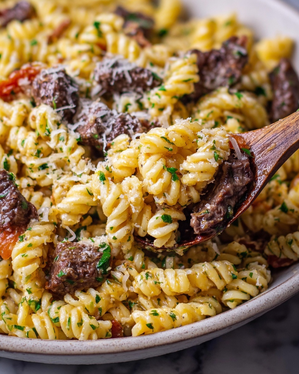 One Pot Beef and Garlic Butter Pasta Recipe - Recipe Image