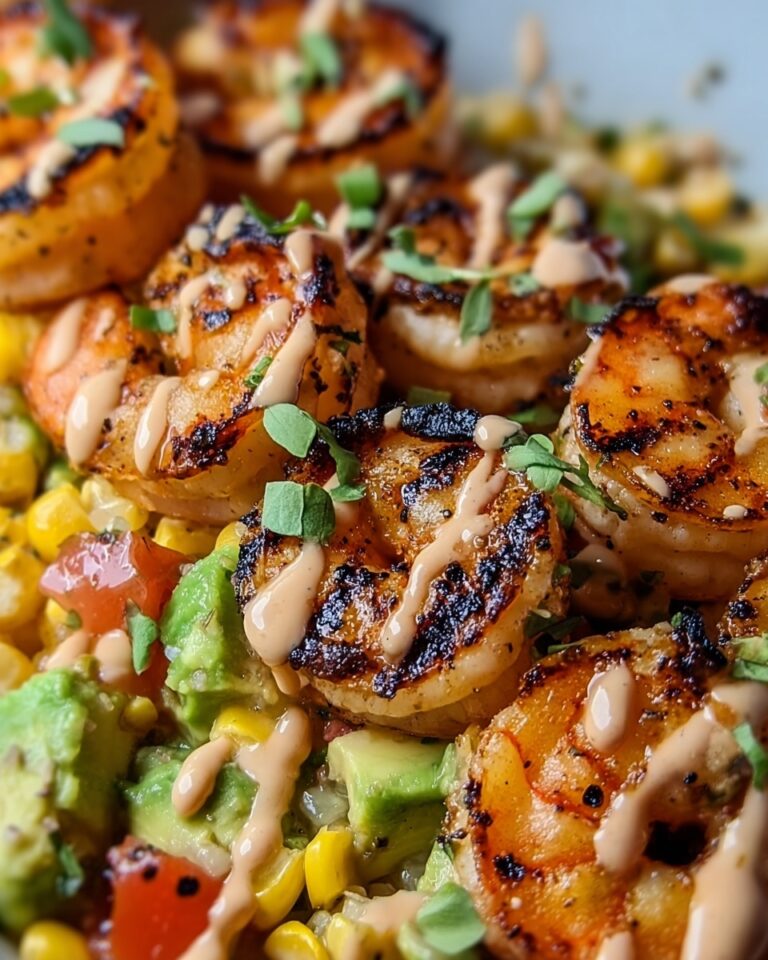 Yummy Grilled Shrimp Bowl with Avocado Corn Salsa and Creamy Sauce Recipe