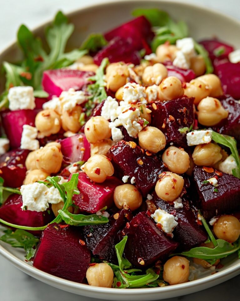 Chickpea, Beet & Feta Salad with Lemon-Garlic Vinaigrette Recipe
