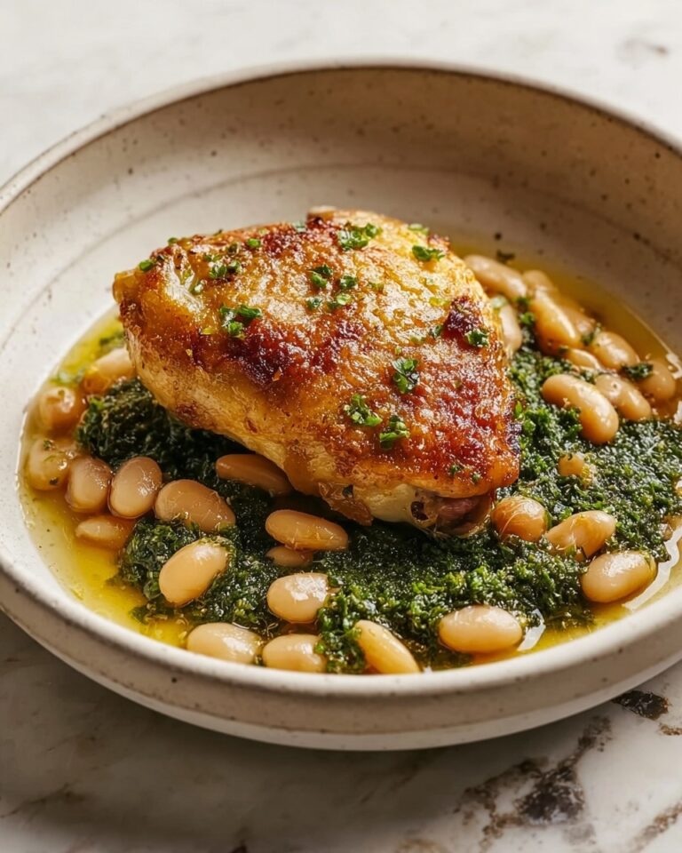 One-Pan Crispy Chicken with Cannellini Beans and Pistachio Pesto Recipe
