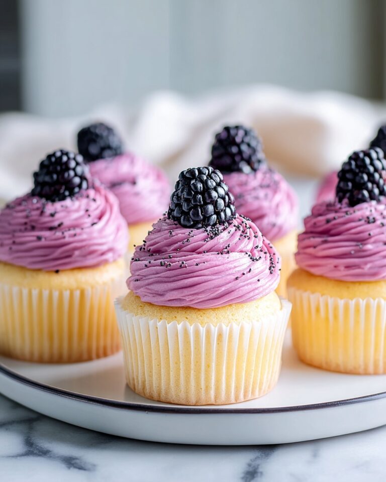 Lemon Poppy Seed Cupcakes with Blackberry Frosting Recipe