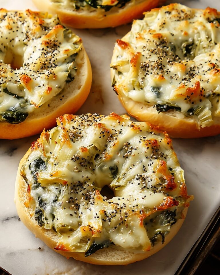 Cheesy Spinach-Artichoke Bagels Recipe