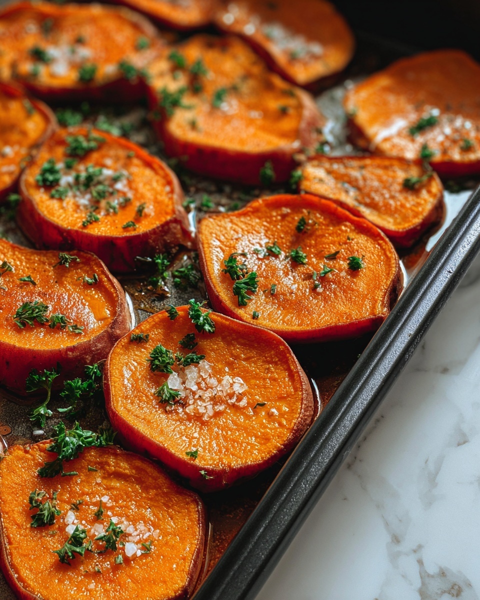 Garlic Butter Roasted Sweet Potatoes Recipe - Recipe Image
