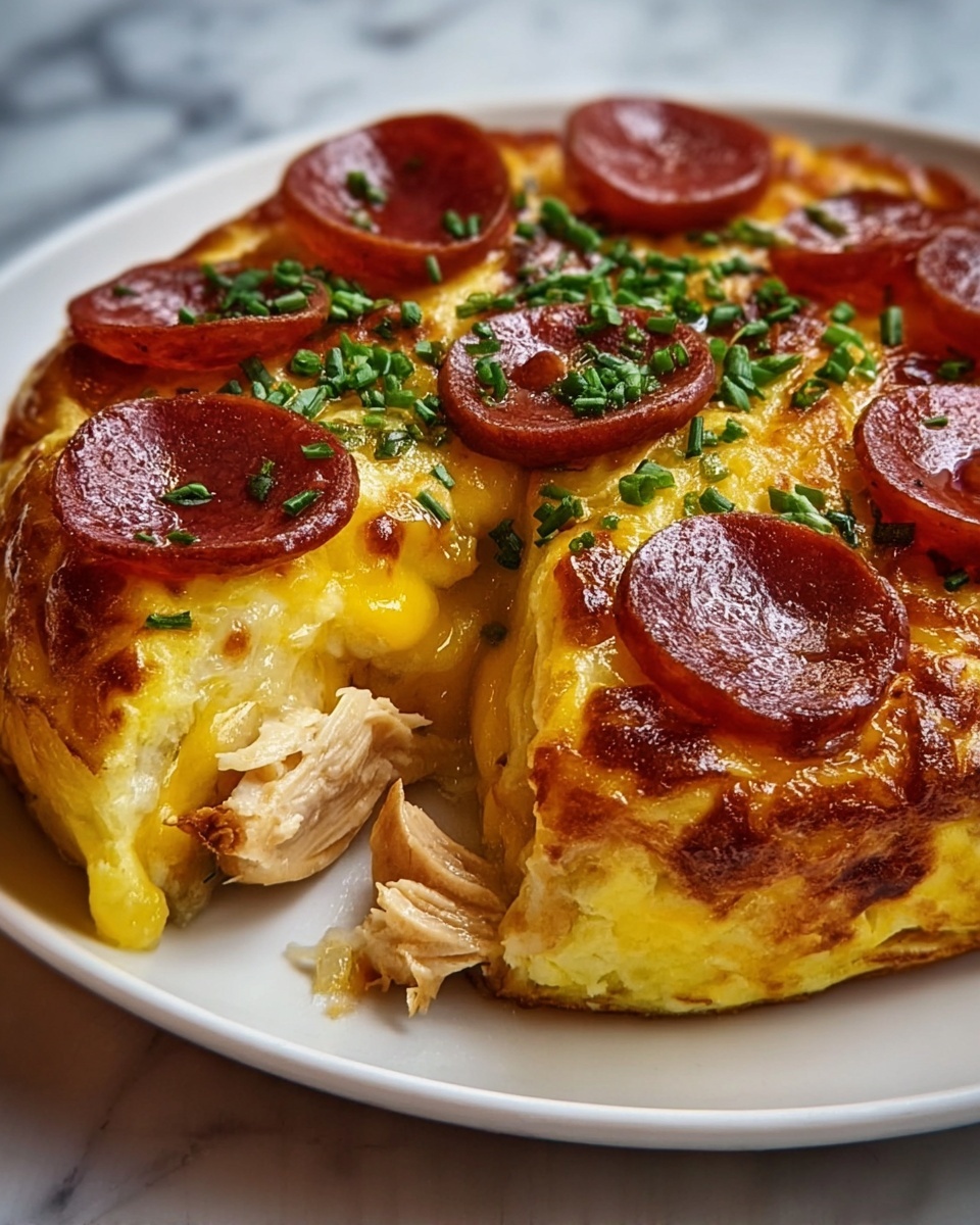 Cheesy Salami Chicken Hashbrown Omelette Recipe - Recipe Image