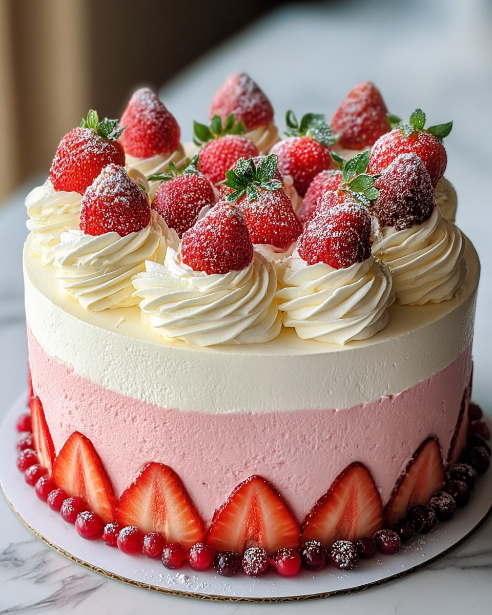 Vanilla Strawberry Ombre Cake Recipe - Recipe Image