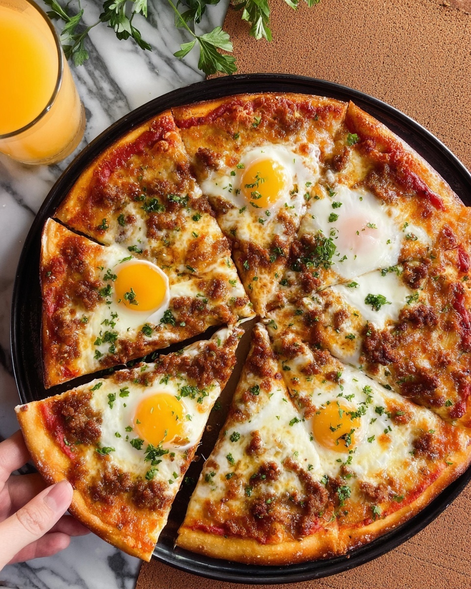Breakfast Pizza with Eggs and Sausage Recipe - Recipe Image