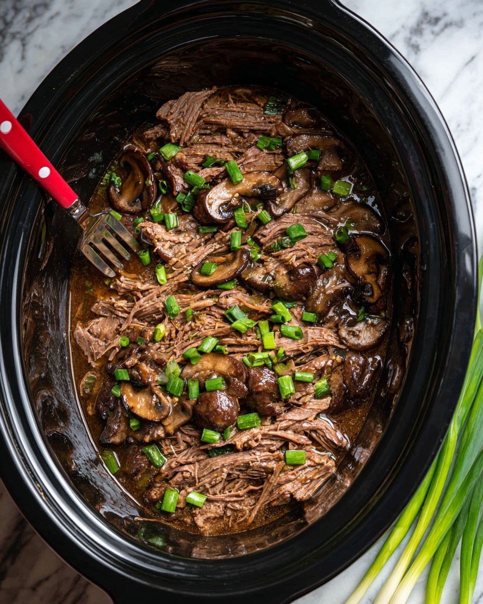 Slow Cooker Beef Brisket with Mushrooms and Caramelized Onions Recipe - Recipe Image