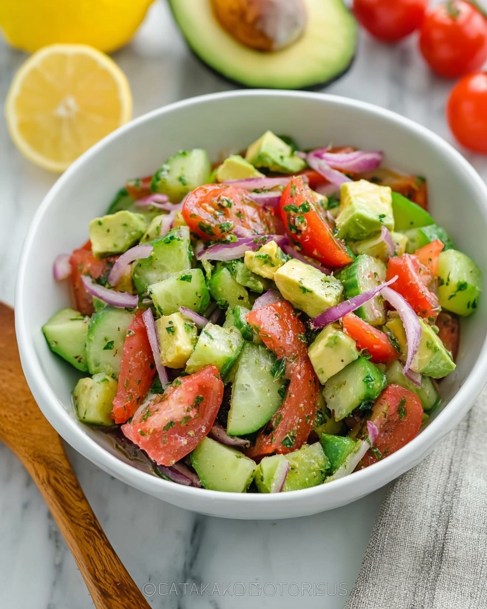 Cucumber Tomato Avocado Salad Recipe - Recipe Image