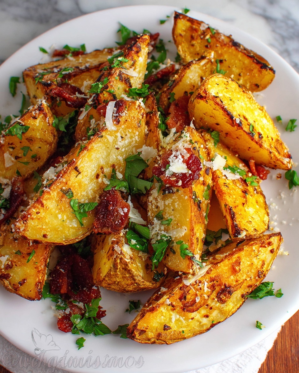 Crisp Oven Roasted Potatoes with Bacon and Parmesan Recipe - Recipe Image