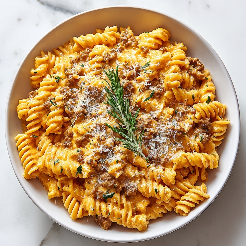 Creamy Beef Pumpkin Pasta Recipe - Recipe Image