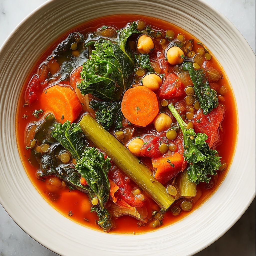 High-Protein Vegetarian Lentil and Bean Vegetable Soup Recipe - Recipe Image