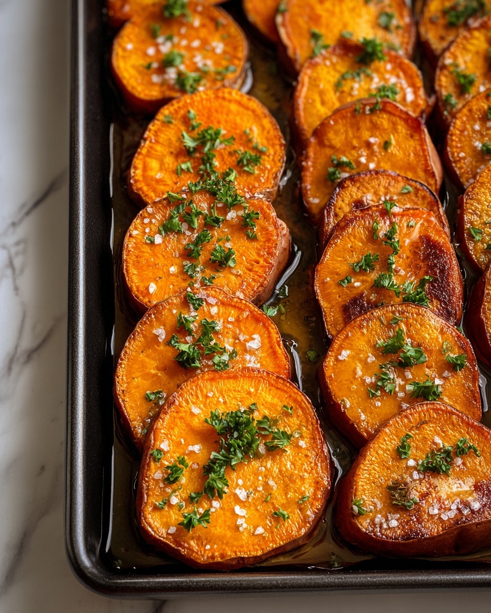 Garlic Butter Roasted Sweet Potatoes Recipe - Recipe Image