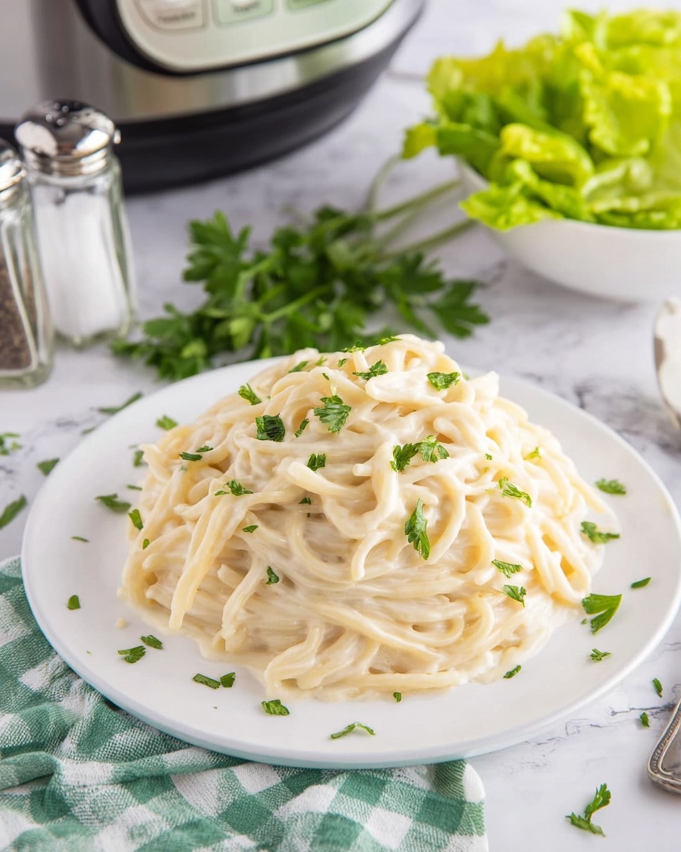 Instant Pot Cheesy Garlic Butter Spaghetti Recipe - Recipe Image