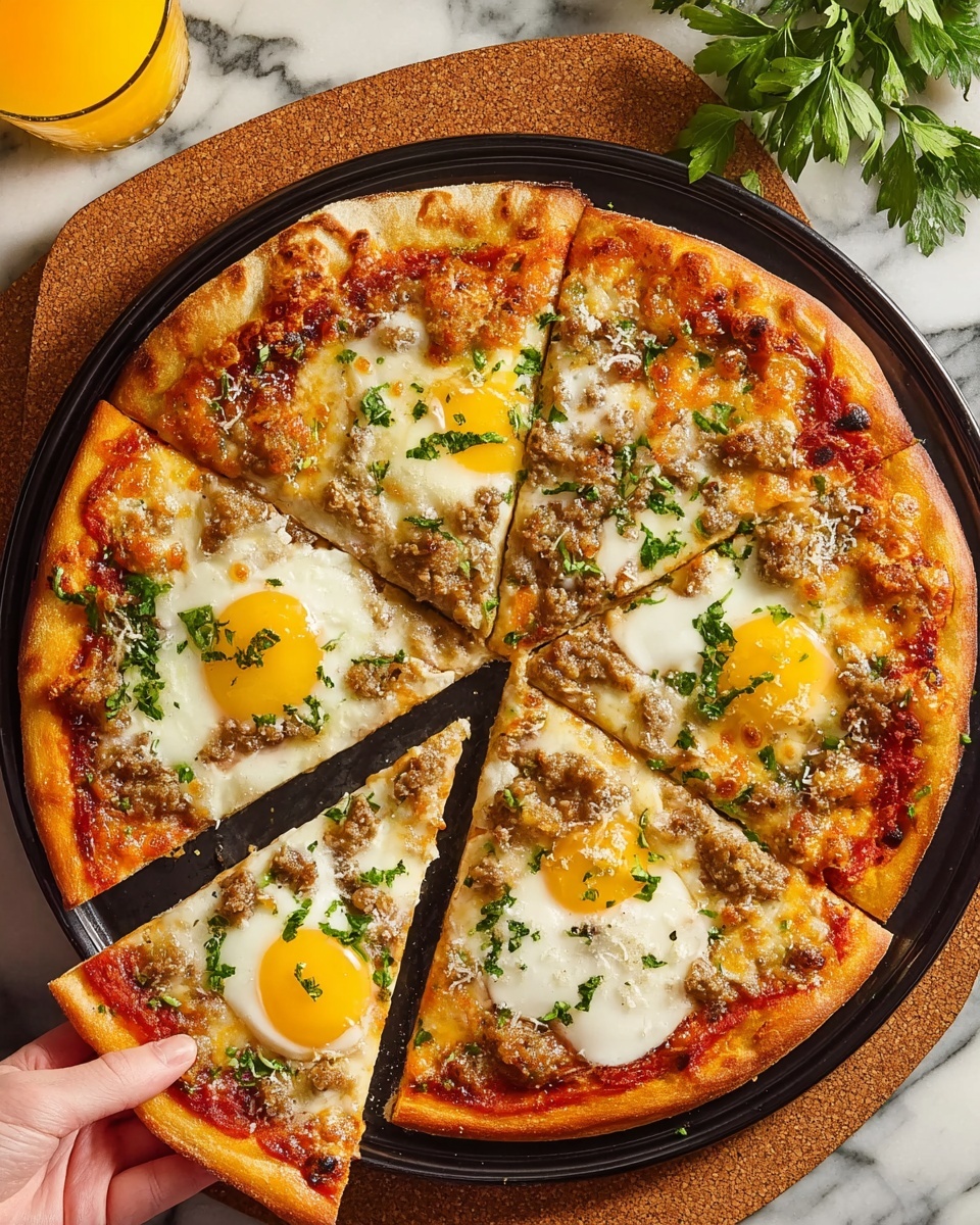 Breakfast Pizza with Eggs and Sausage Recipe - Recipe Image