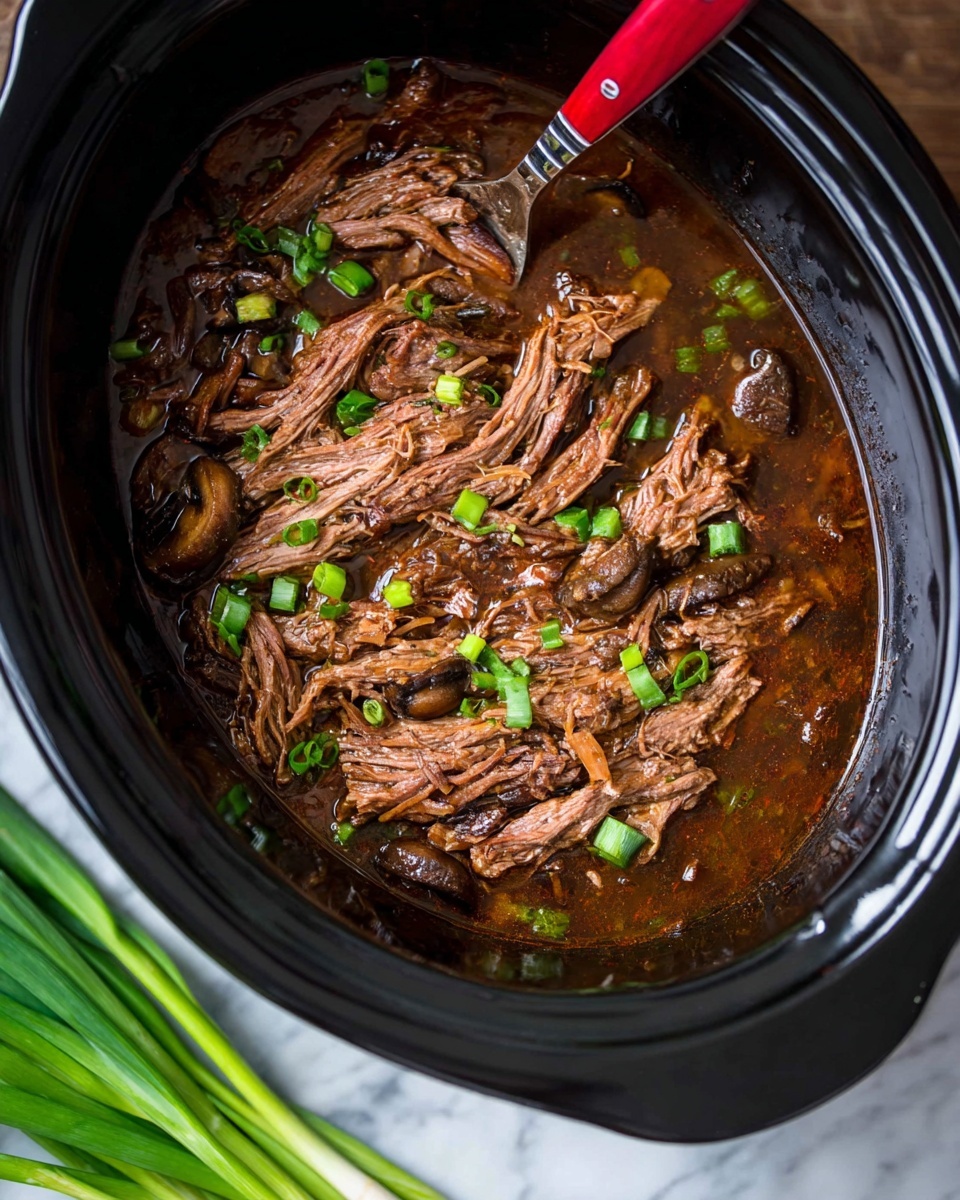 Slow Cooker Beef Brisket with Mushrooms and Caramelized Onions Recipe - Recipe Image