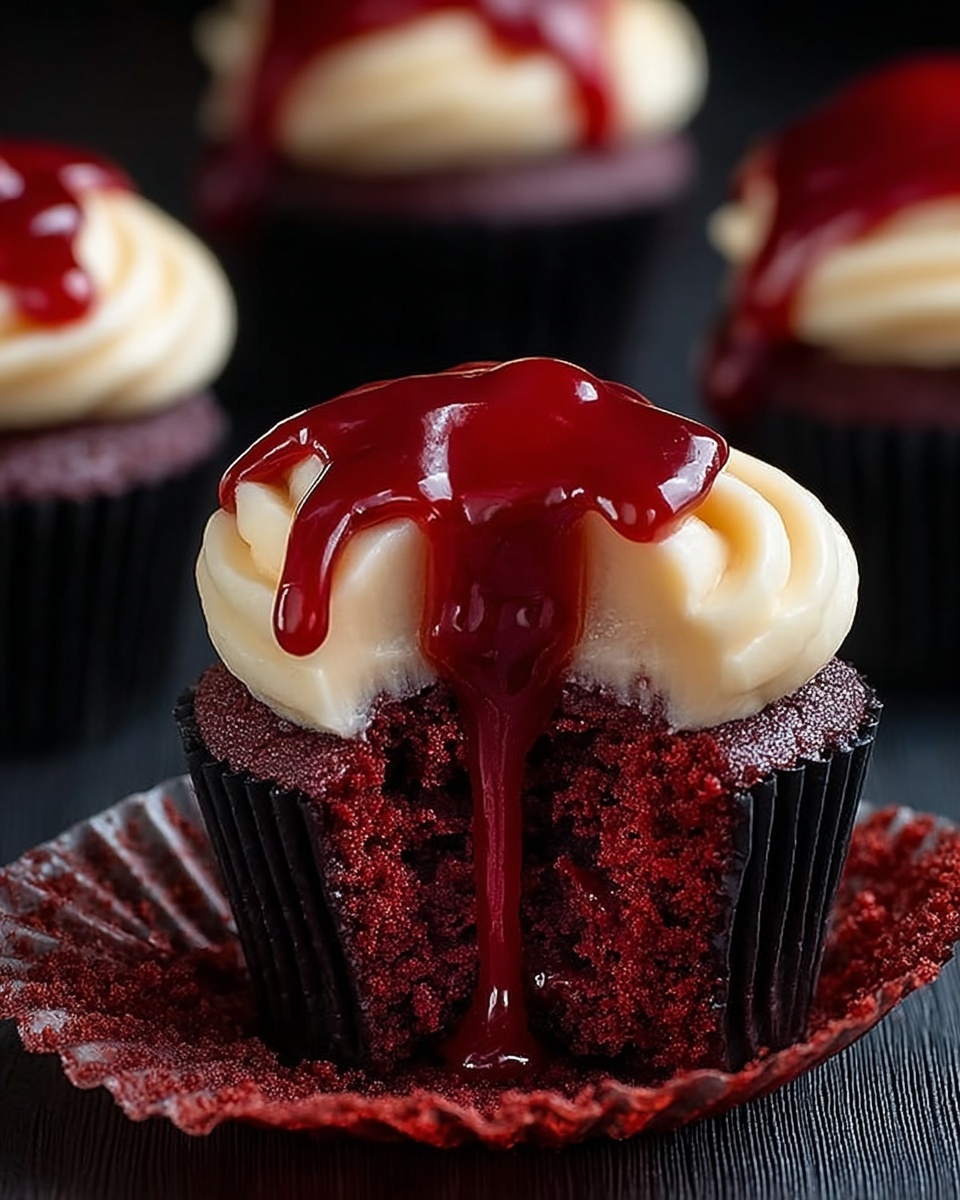 Sinfully Sweet Vampire Bite Halloween Cupcakes Recipe - Recipe Image