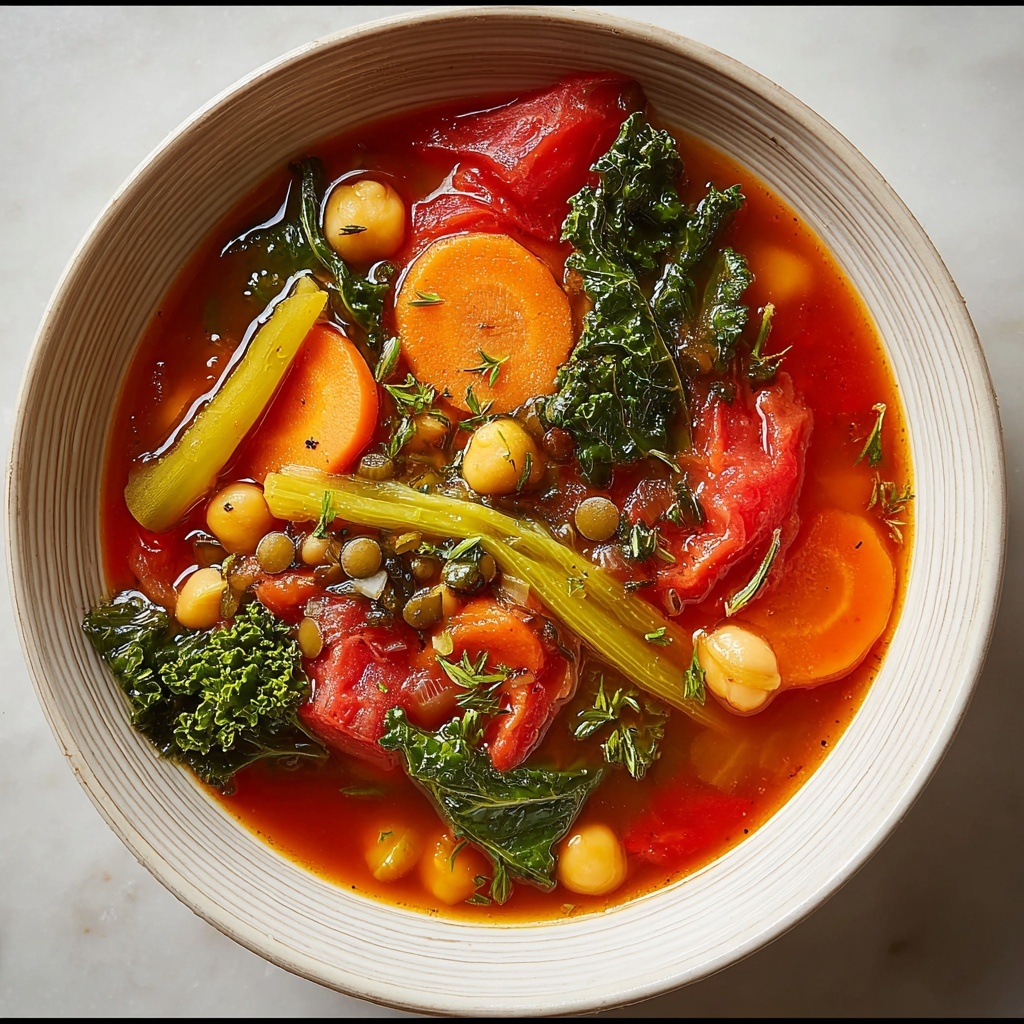 High-Protein Vegetarian Lentil and Bean Vegetable Soup Recipe - Recipe Image