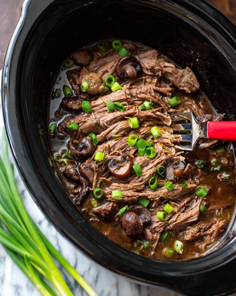 Slow Cooker Beef Brisket with Mushrooms and Caramelized Onions Recipe