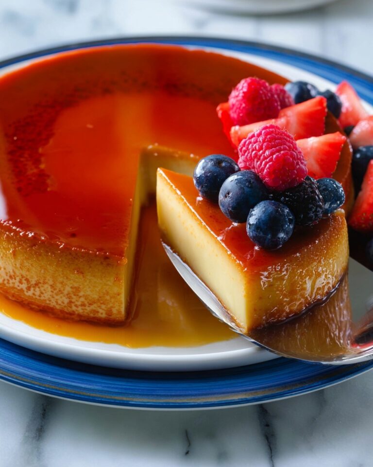 Classic Flan Recipe with Caramel Sauce and Berries Recipe