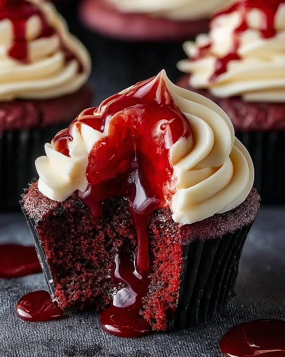 Sinfully Sweet Vampire Bite Halloween Cupcakes Recipe - Recipe Image