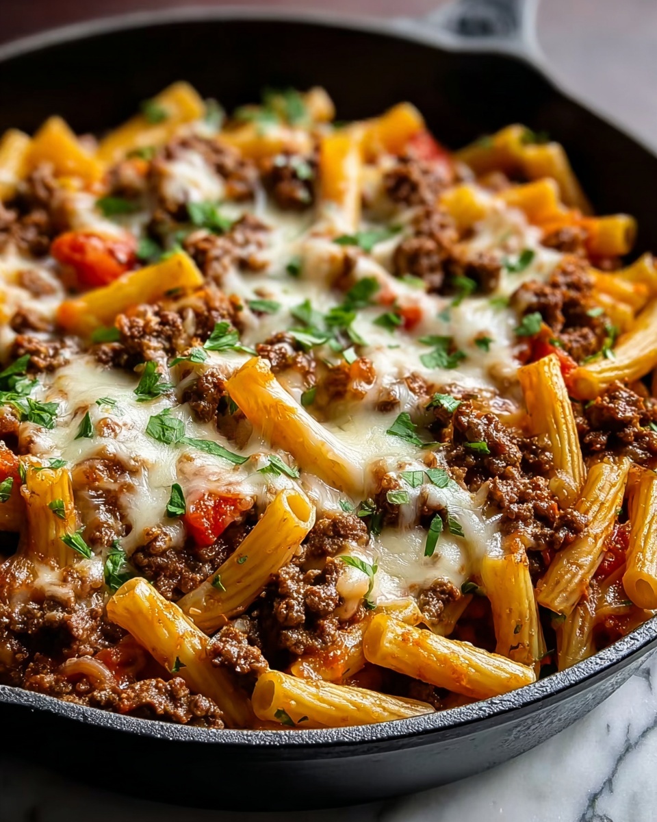 Cheesy Ground Beef Pasta Skillet – A Quick and Delicious One-Pot Meal Recipe - Recipe Image