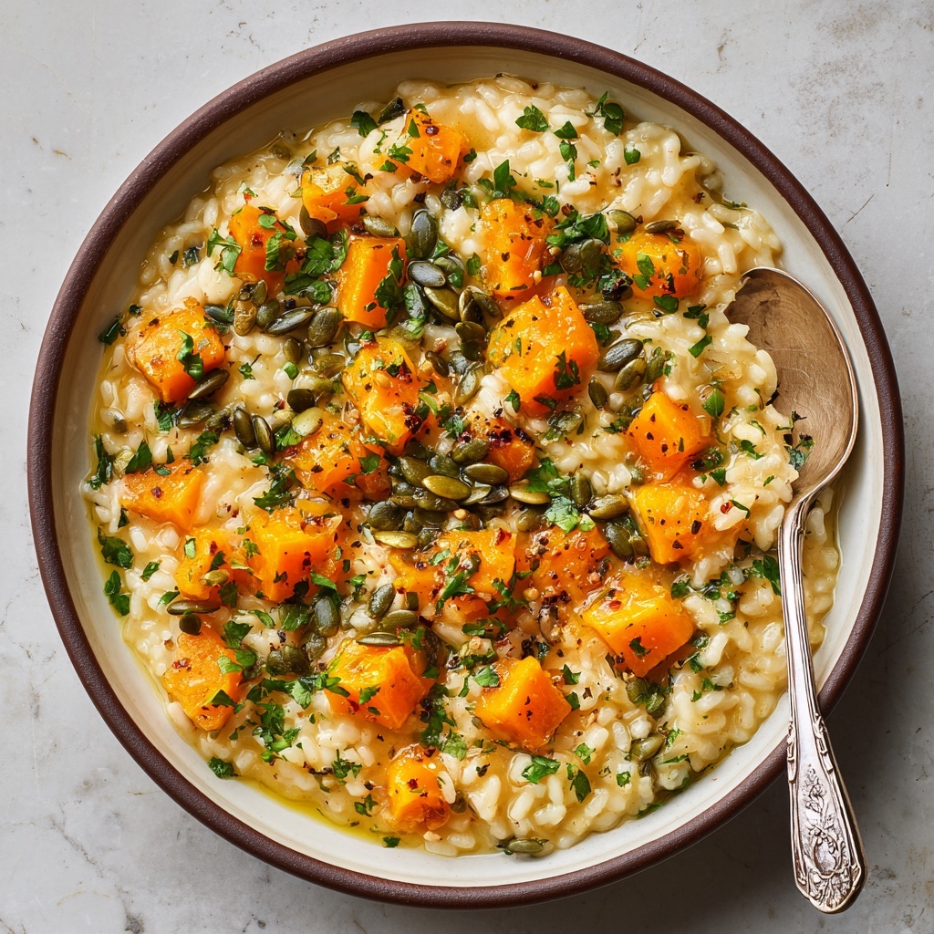 Creamy Pumpkin Risotto with Pumpkin Seeds and Seed Oil Recipe - Recipe Image