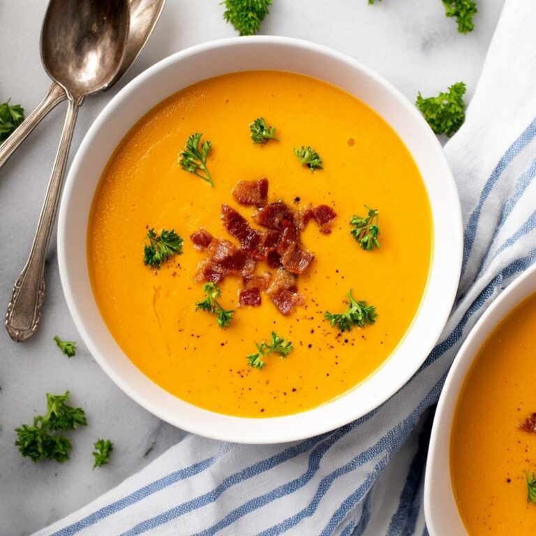 Roasted Butternut Squash & Carrot Soup with Crispy Bacon and Curry Recipe