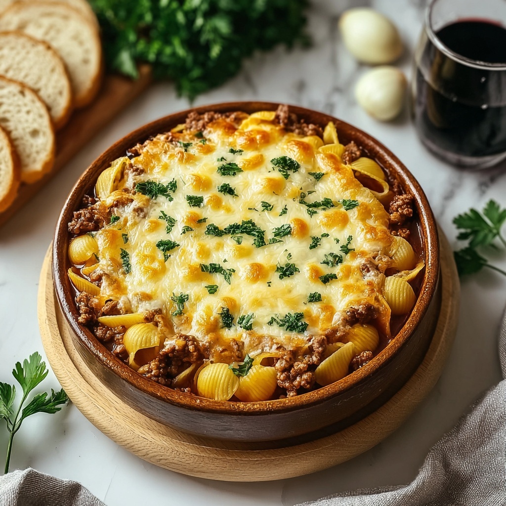 Creamy Beef and Shells Recipe - Recipe Image