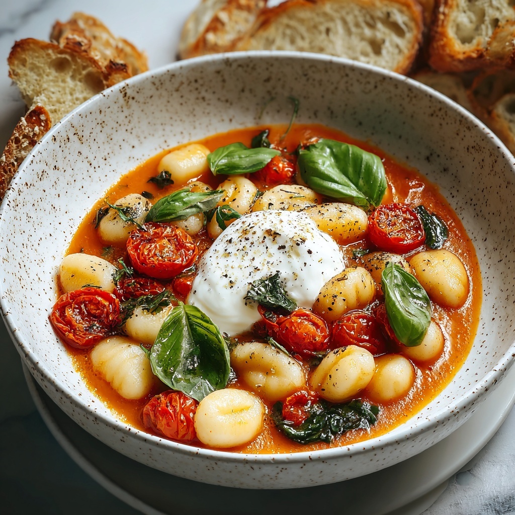 Creamy Tomato Gnocchi with Burrata Recipe - Recipe Image