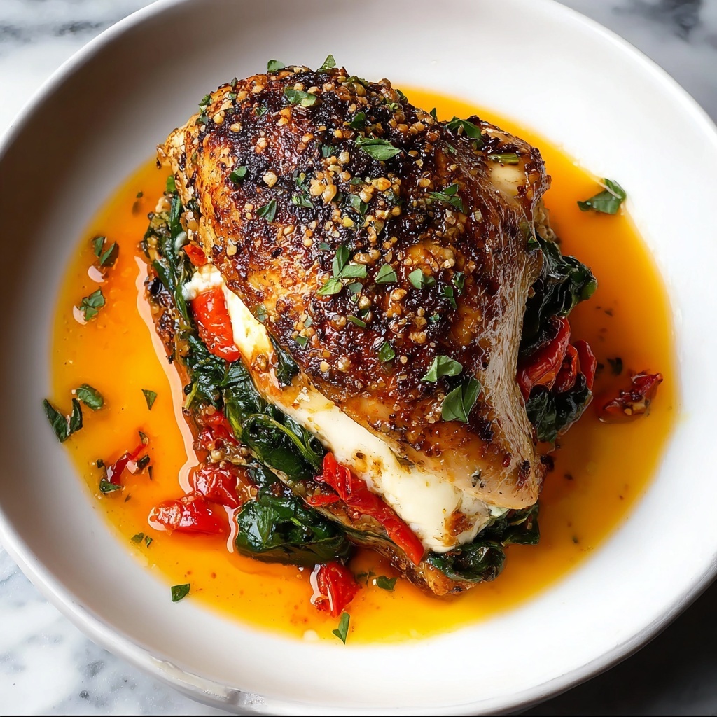 Savory Stuffed Chicken with Roasted Red Peppers, Spinach, and Mozzarella Recipe - Recipe Image