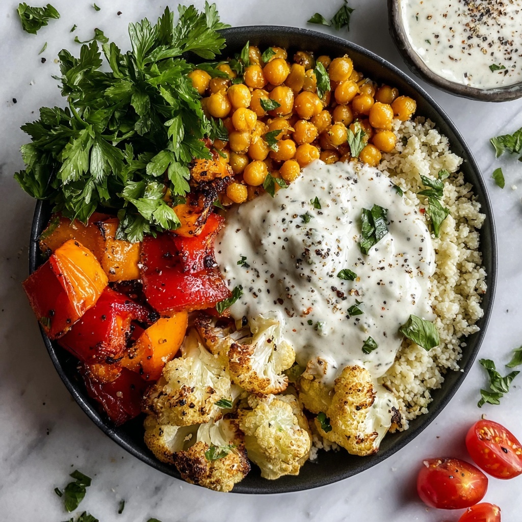 Spicy Chickpea and Roasted Cauliflower Bowl with Garlic Yogurt Sauce Recipe - Recipe Image
