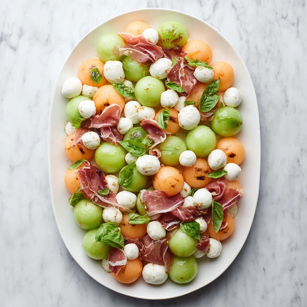 Melon Prosciutto Salad with Fresh Mozzarella and Balsamic Glaze Recipe - Recipe Image