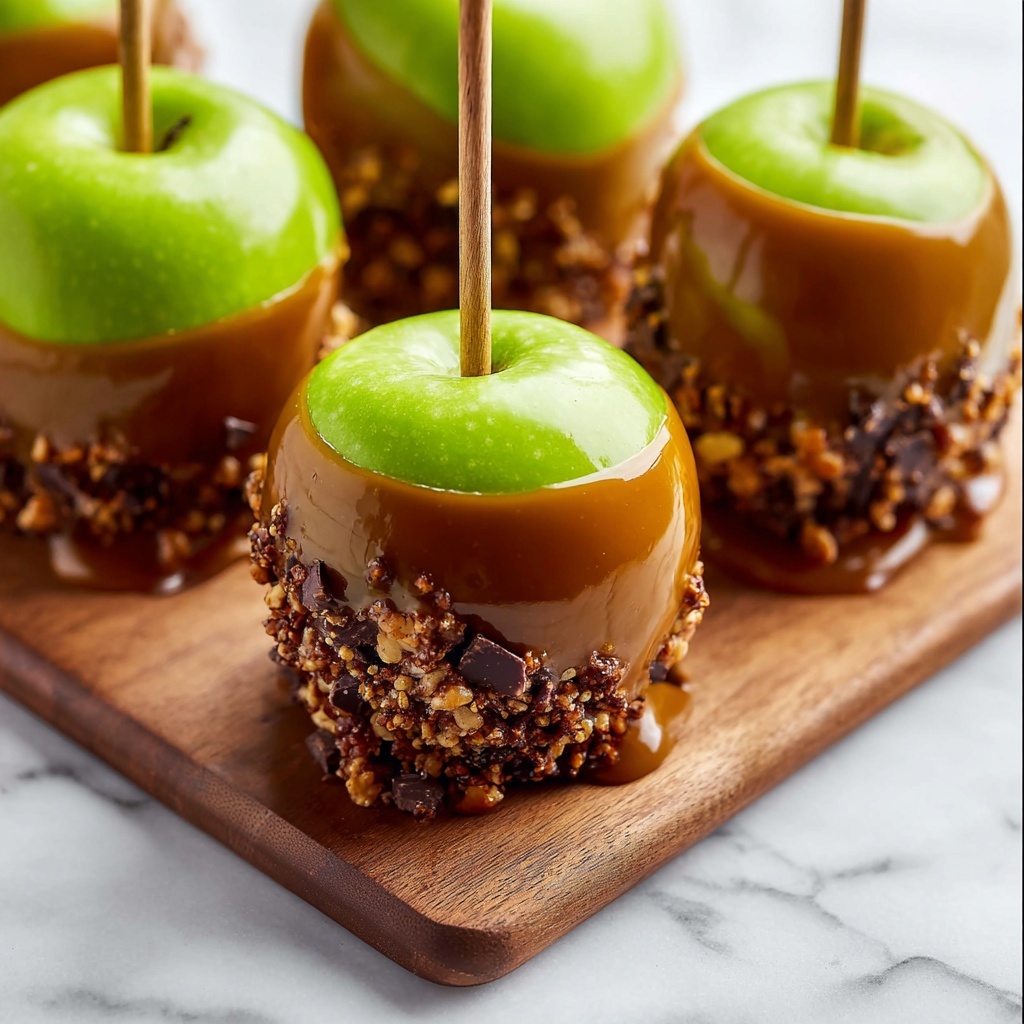 Caramel Apples with Chocolate Drizzle and Toppings Recipe - Recipe Image