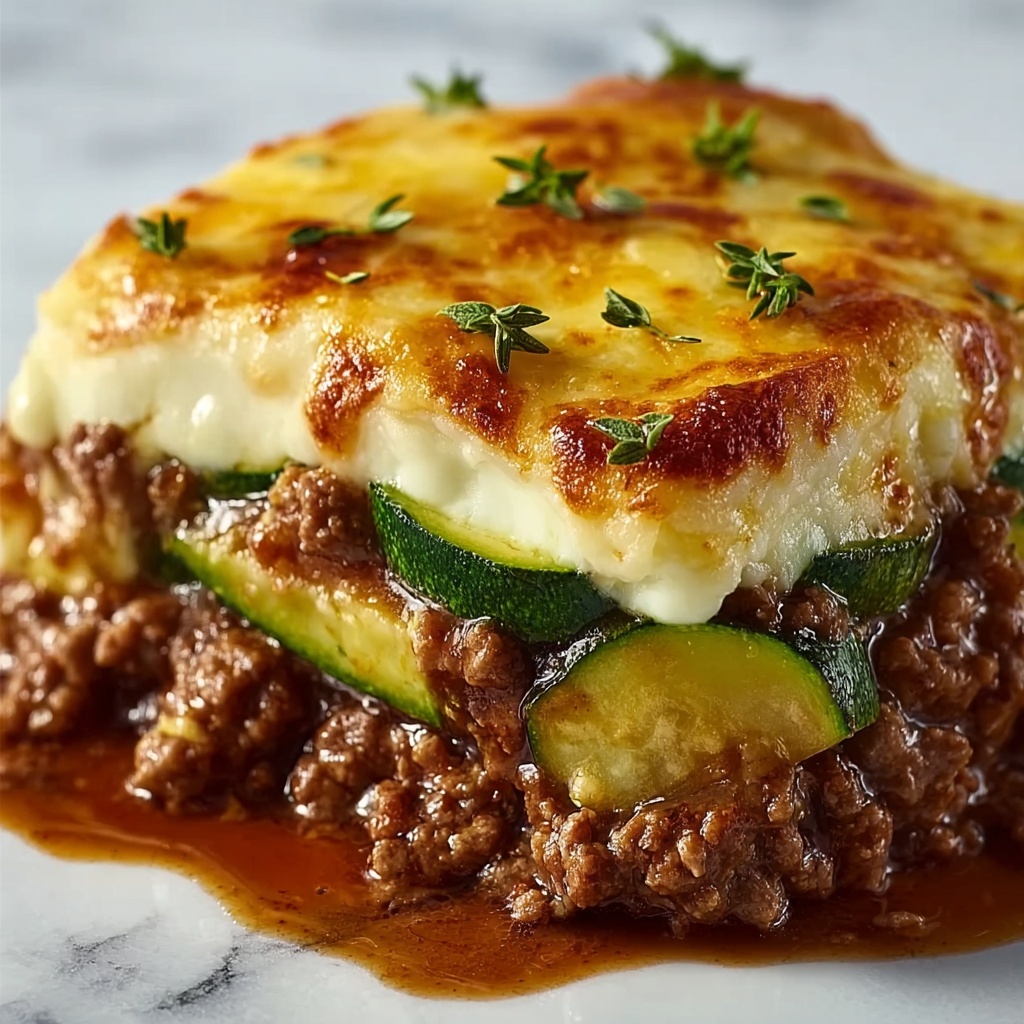Cheesy Beef and Zucchini Casserole Recipe - Recipe Image
