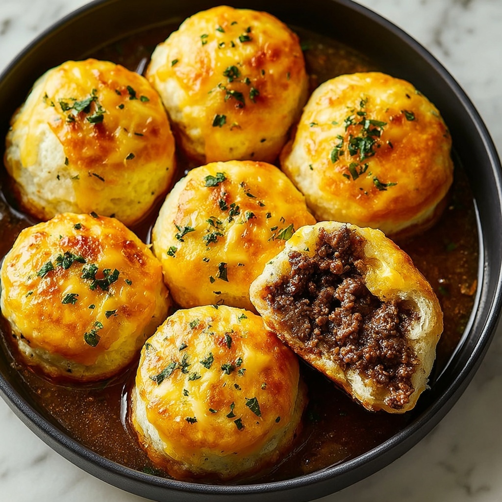 Cheesy Beef Biscuit Bombs Recipe - Recipe Image