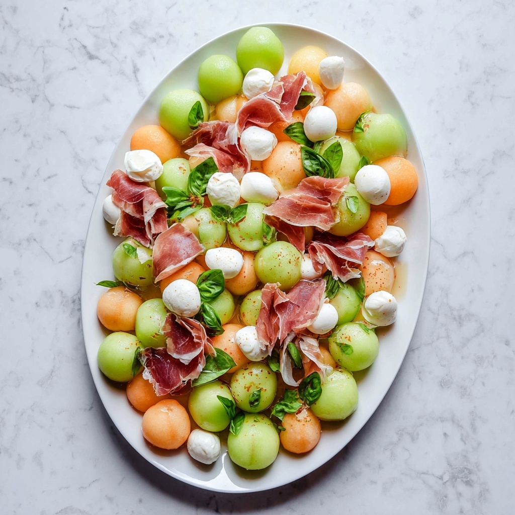Melon Prosciutto Salad with Fresh Mozzarella and Balsamic Glaze Recipe - Recipe Image