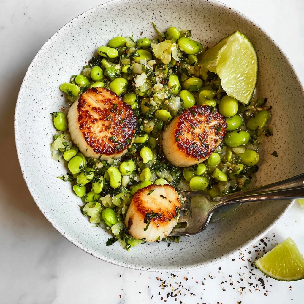 Scallops with Edamame, Peas, and Lime Butter Recipe - Recipe Image