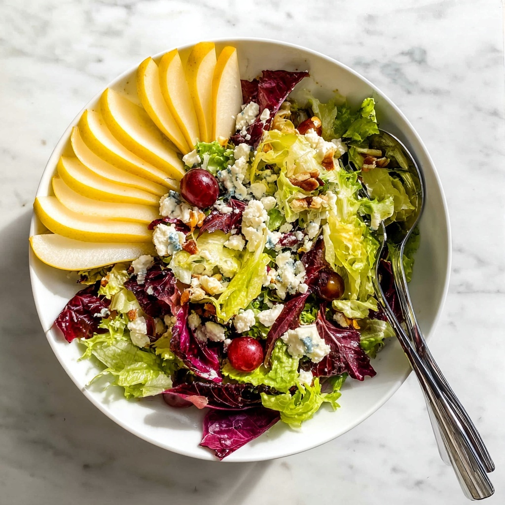 Asian Pear Salad with Blue Cheese and Mixed Greens Recipe - Recipe Image