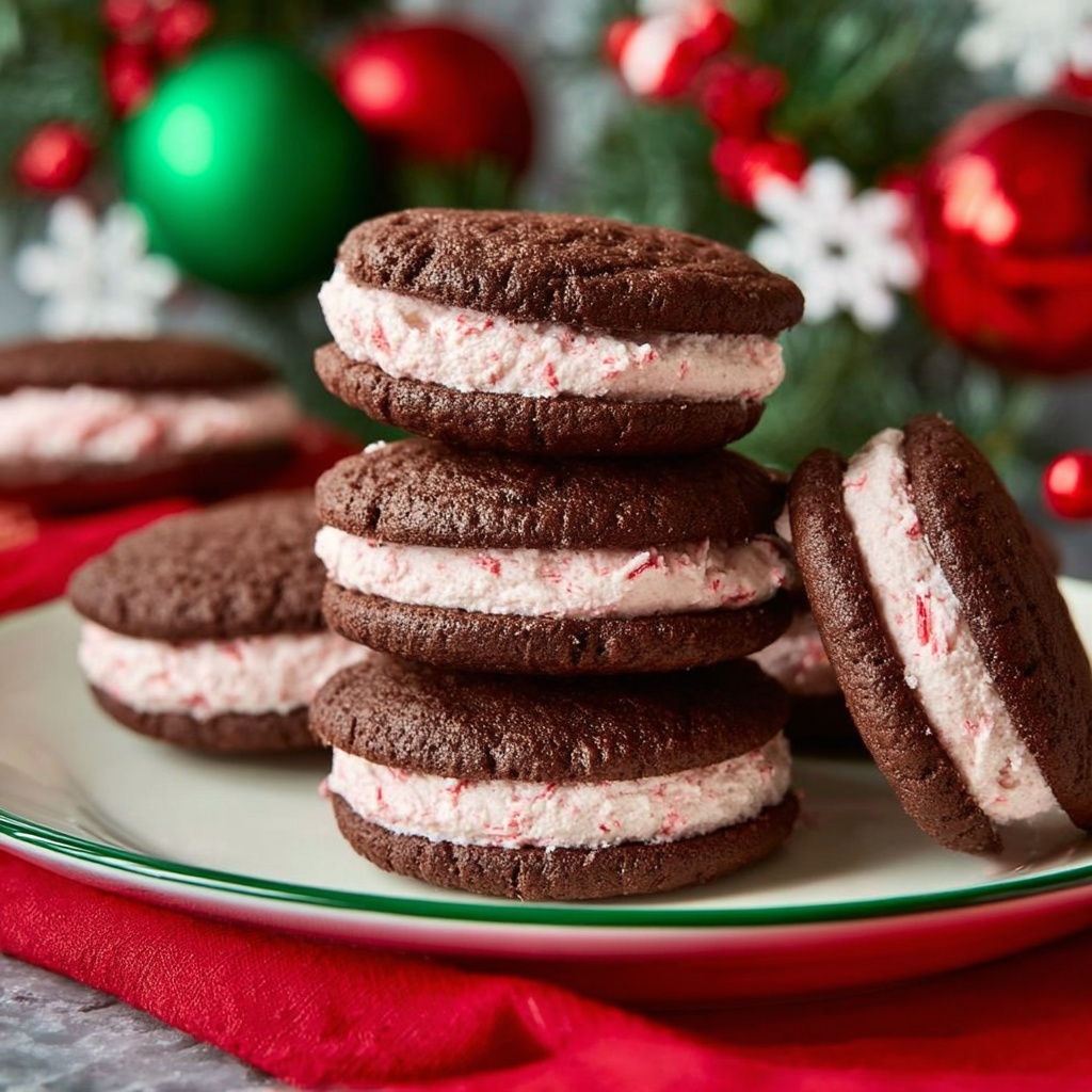 Easy Chocolate Peppermint Whoopie Pies Recipe - Recipe Image