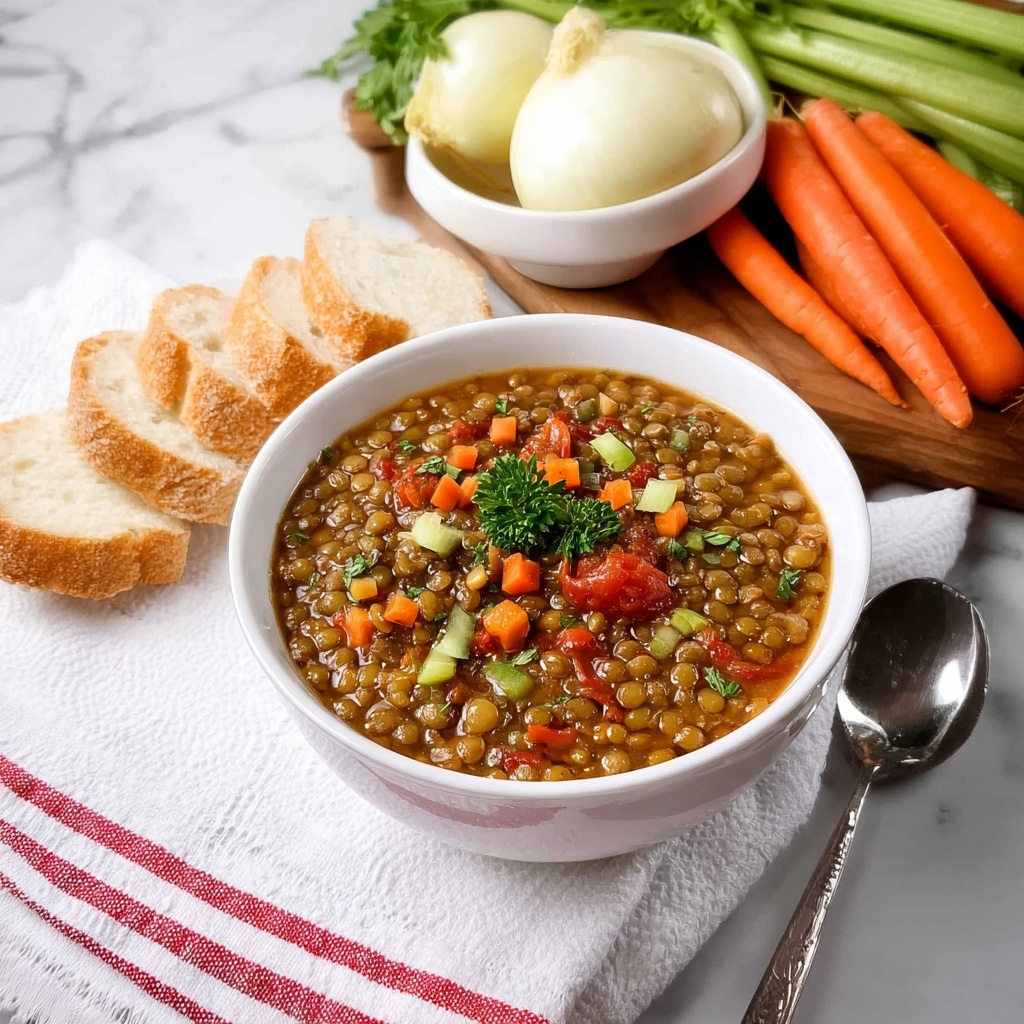 One-Pot Green Lentil Soup with Carrots, Onions, and Celery Recipe - Recipe Image