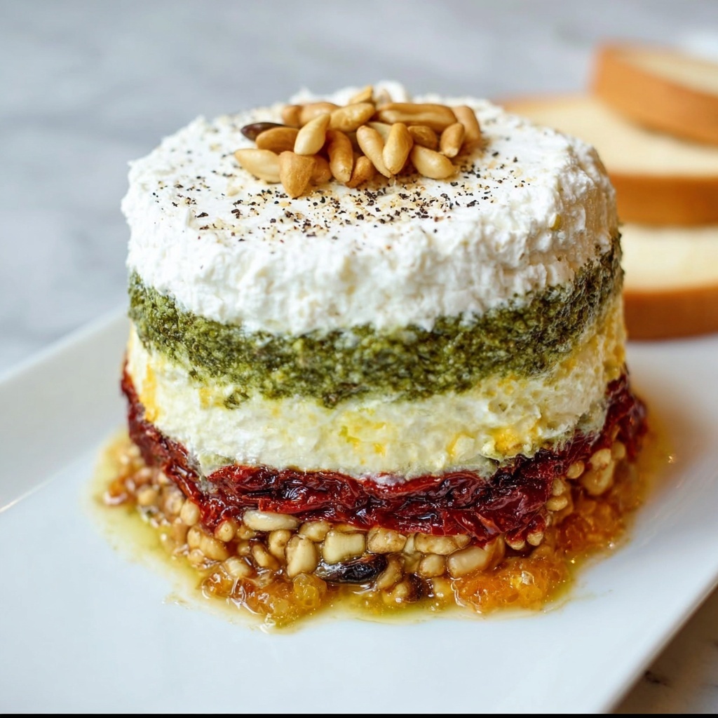Goat Cheese, Pesto, and Sun-Dried Tomato Terrine Recipe - Recipe Image
