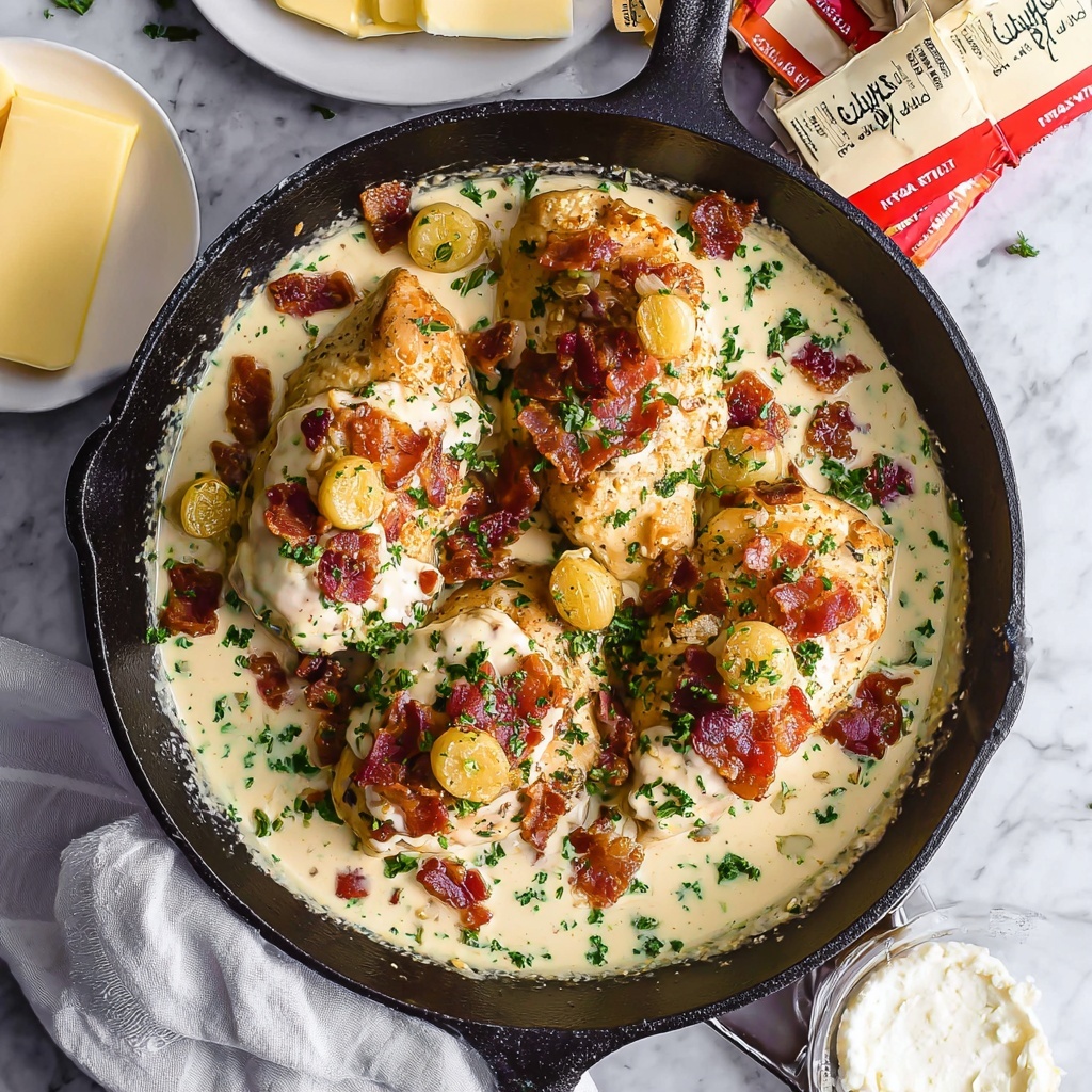 Creamy Garlic Chicken with Bacon Recipe - Recipe Image
