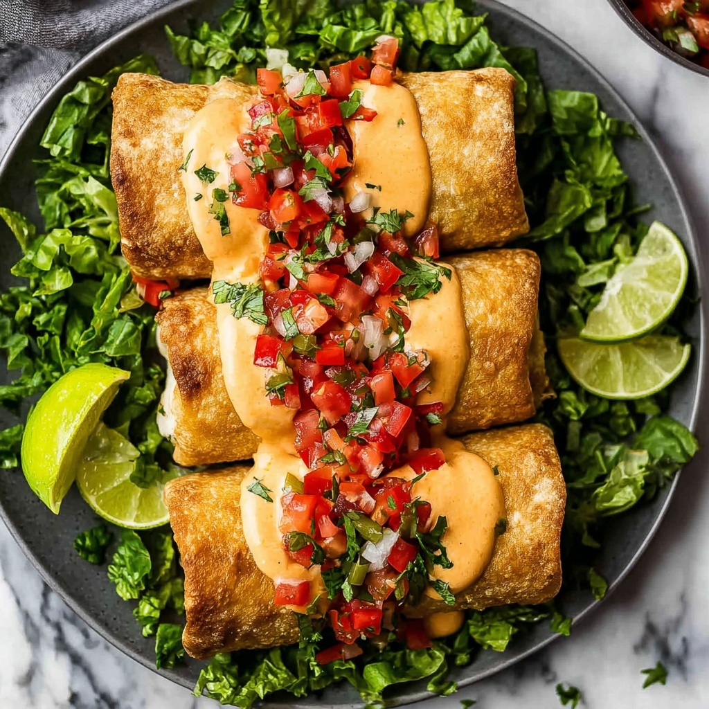 Chicken Chimichangas with Crispy Baked Filling Recipe - Recipe Image